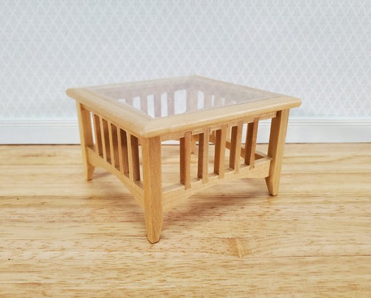 Dollhouse Modern Coffee Table Square Light Oak Finish 1:12 Scale Miniature Furniture