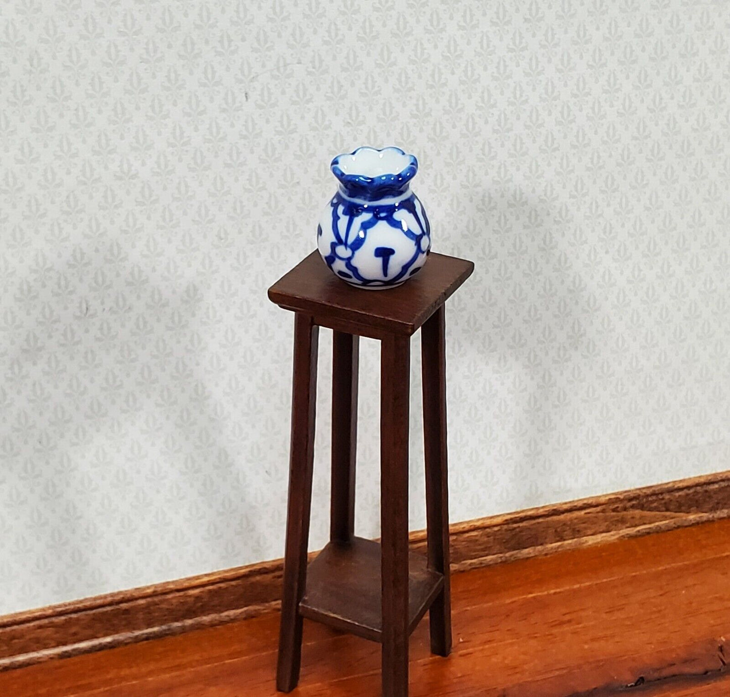 Dollhouse Blue & White Vase LARGE for Flowers Ceramic 1:12 Scale Miniature