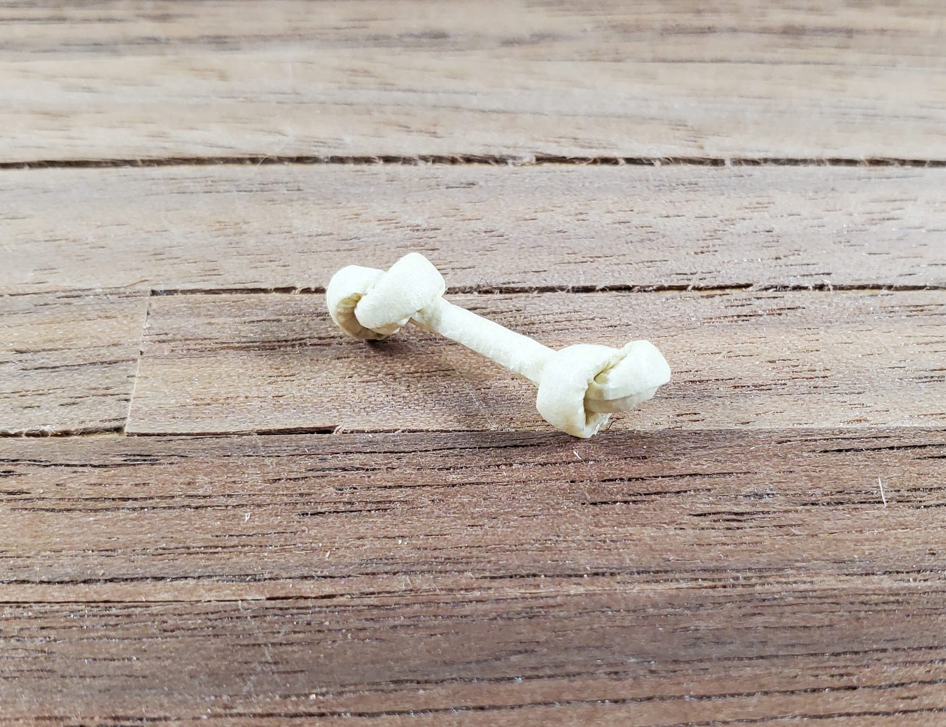 Dollhouse Rawhide Dog Bone 1:12 Scale Miniature Pet Deco Accessory Handmade
