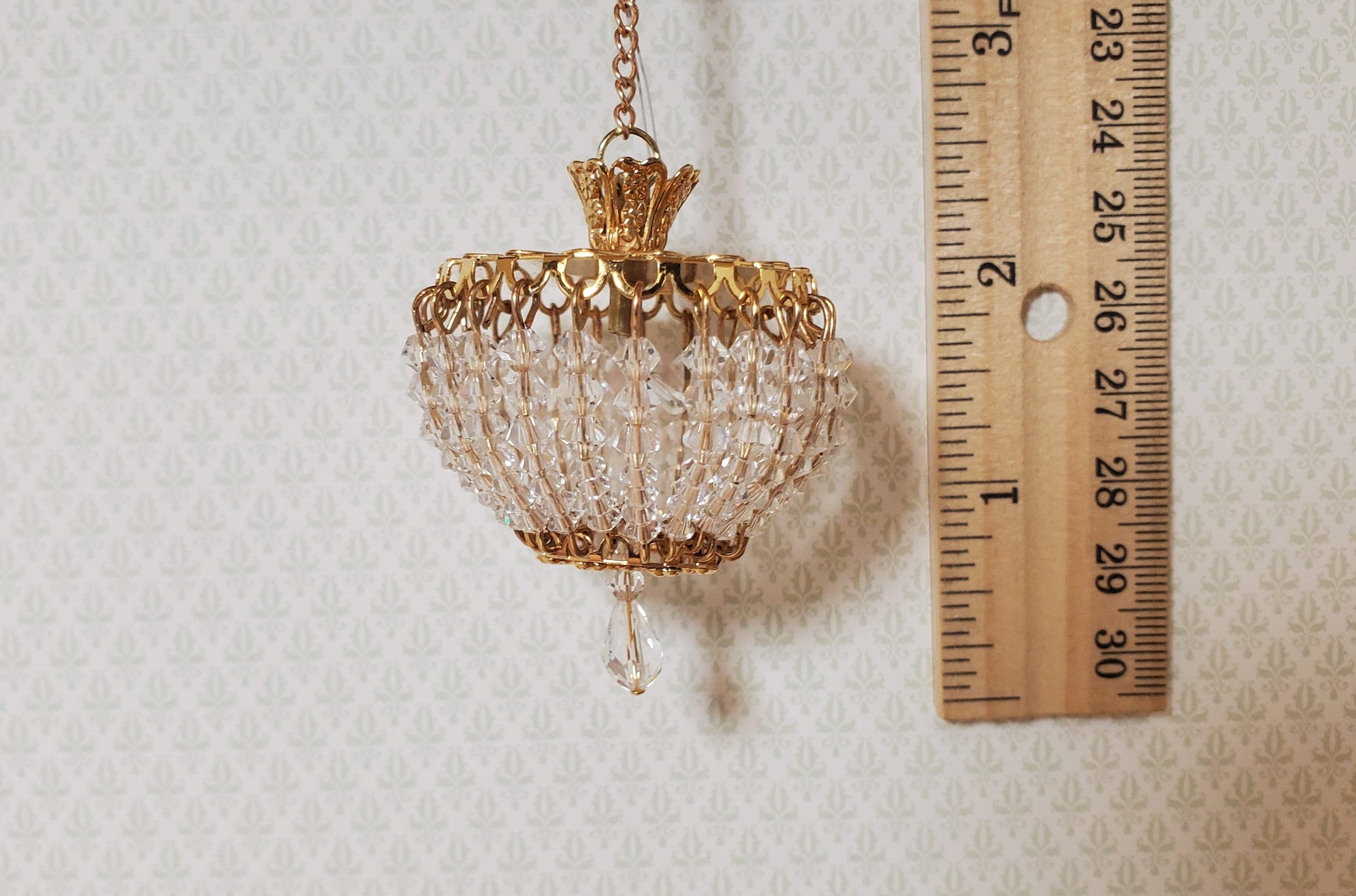 Dollhouse Crystal Ceiling Light Large Real Glass 12 Volt 1:12 Scale Miniature