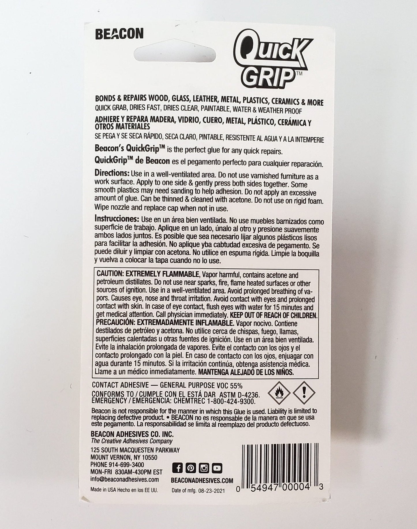 Beacon Quick Grip Contact Cement Glue Permanent Adhesive 2oz Wood Glass Metal Plastics - Miniature Crush