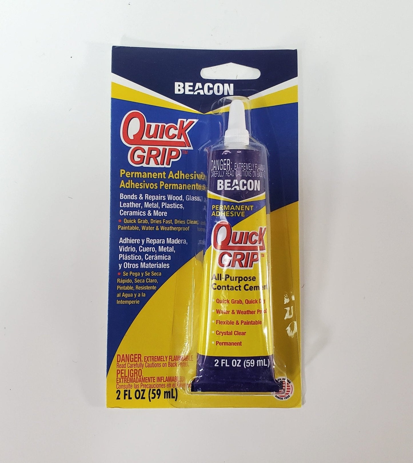 Beacon Quick Grip Contact Cement Glue Permanent Adhesive 2oz Wood Glass Metal Plastics - Miniature Crush