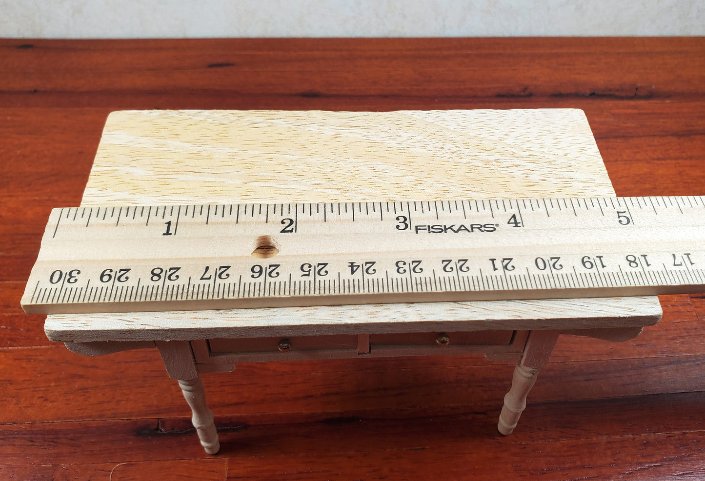 Dollhouse Kitchen Table Farmhouse Style Unpainted Wood 1:12 Scale Miniature