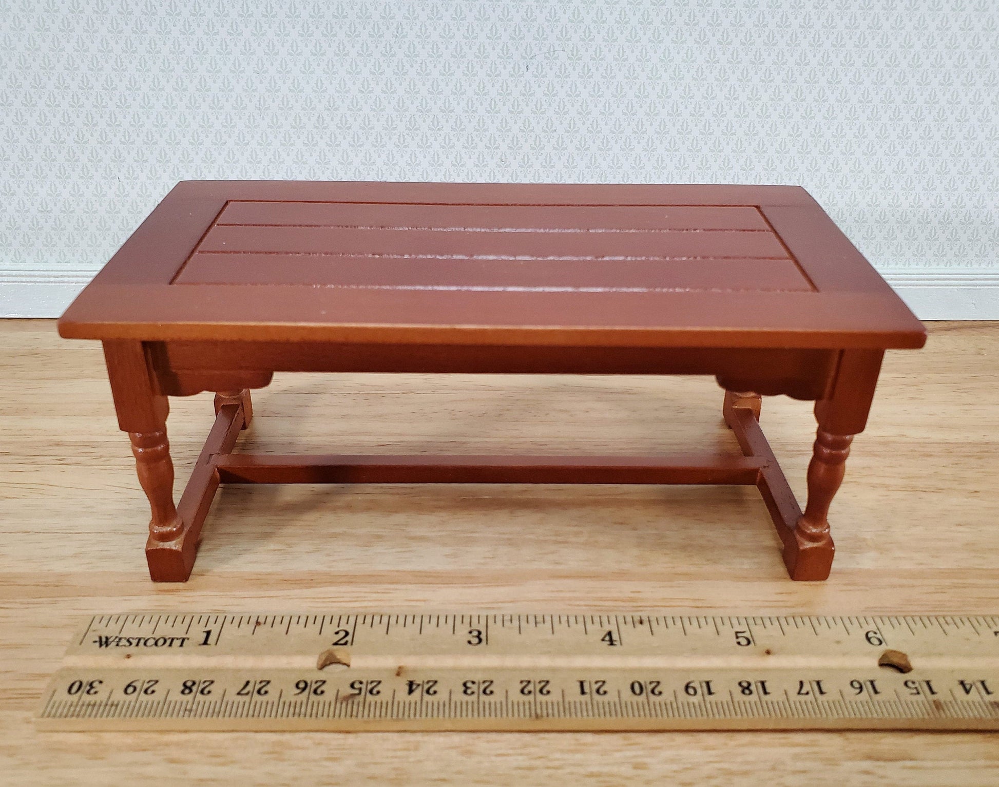 Dollhouse Kitchen or Prep Table Large Wood Medium Finish 1:12 Scale Miniature Furniture