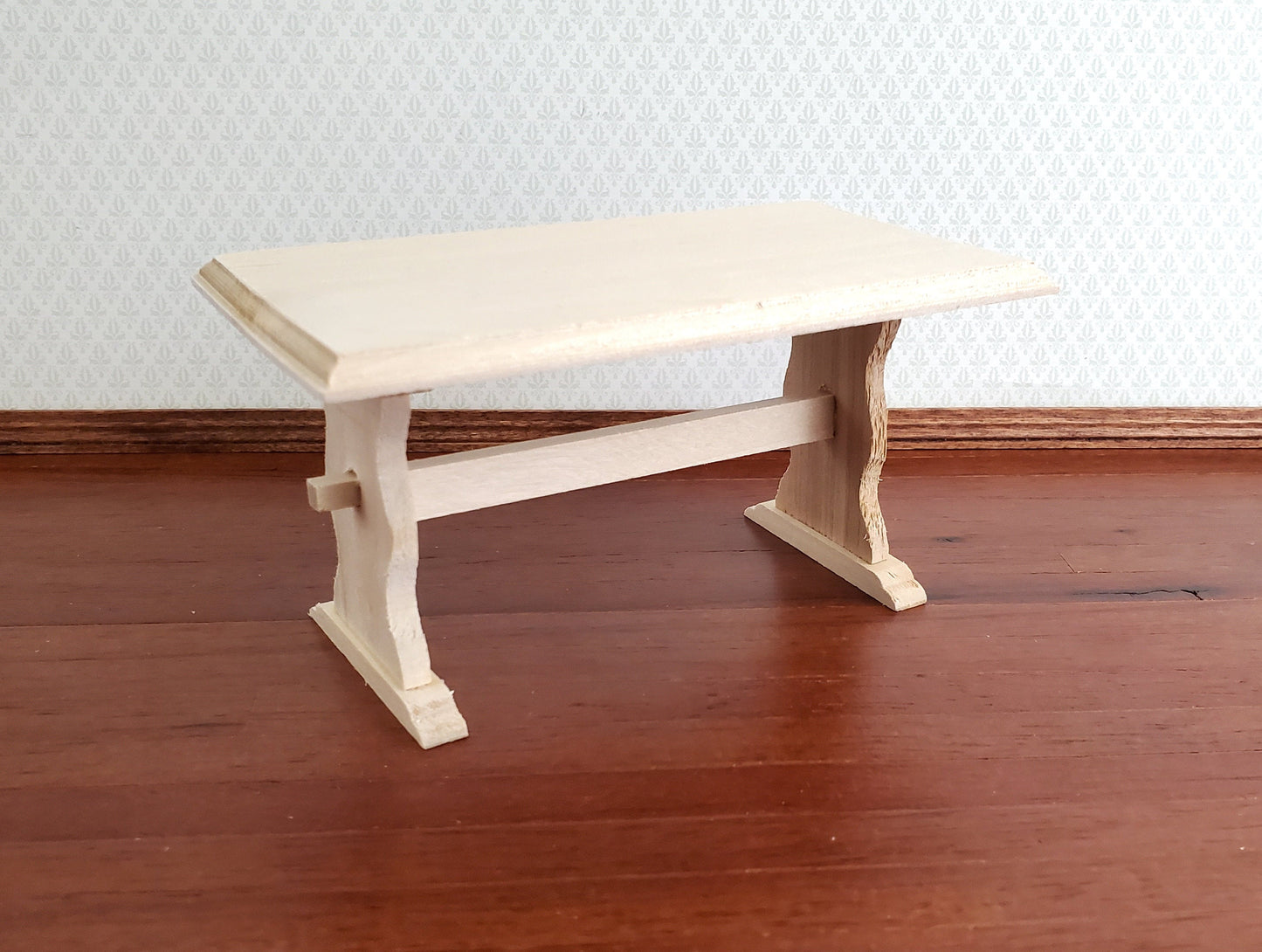 Dollhouse Miniature Table Country Kitchen or Dining Room 1:12 Scale Furniture Unpainted