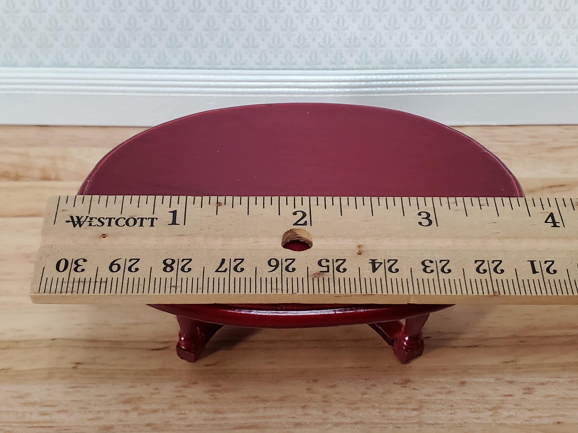 Dollhouse Oval Coffee Table Mahogany Finish 1:12 Scale Miniature Furniture