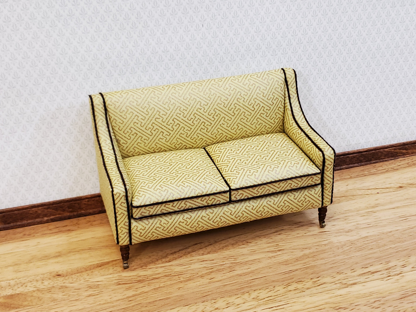 JBM Dollhouse Sofa Couch Retro Style Pale Yellow/Cream 1:12 Scale Miniature Furniture