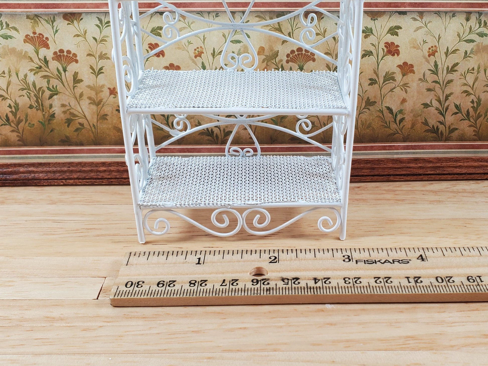 Dollhouse 3 Tier Plant Stand Shelf White Metal 1:12 Scale Miniature Fairy Garden