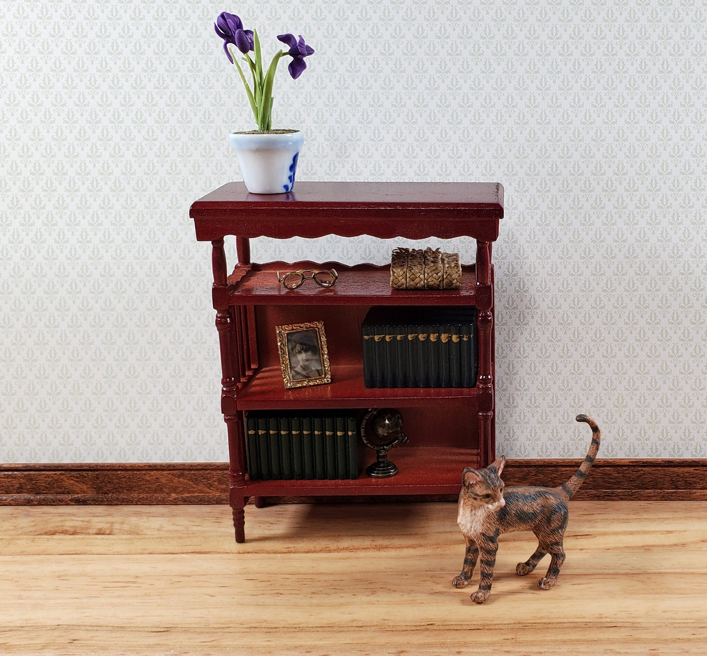 Dollhouse Bookshelf 4 Shelf Bookcase Bookshelf Shelves 1:12 Scale Miniature Furniture