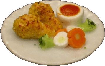 Dollhouse Fried Chicken Drumsticks Dinner on a Plate 1:12 Scale Miniature Food