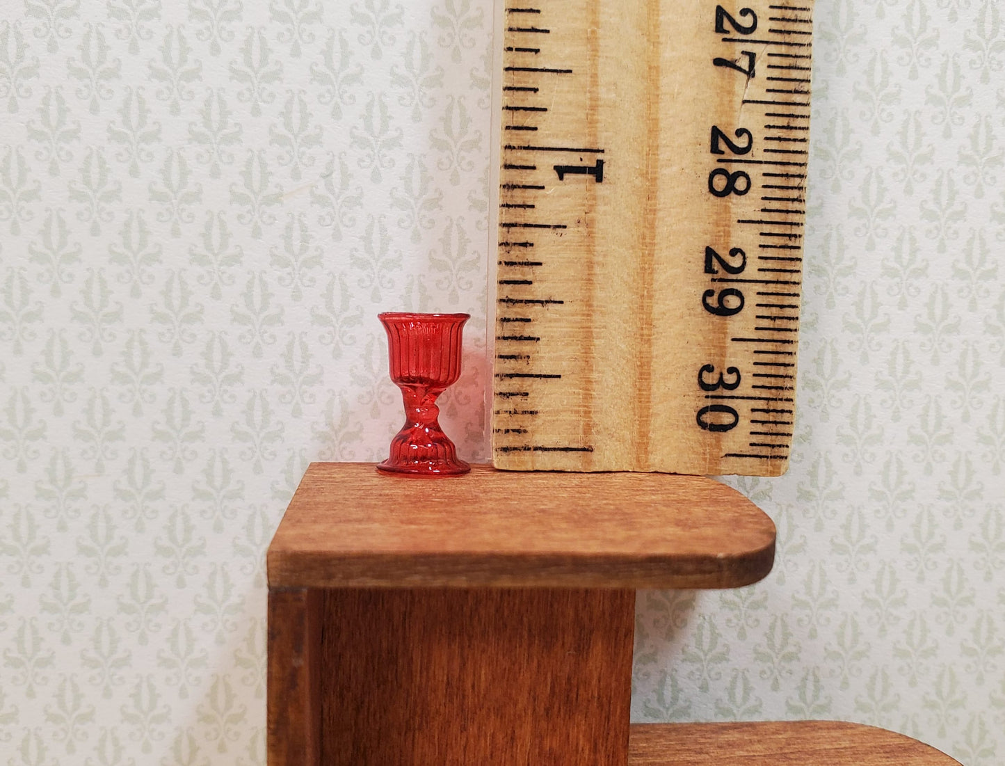 Dollhouse HALF SCALE Fancy Red Water Goblet or Wine Glass 1:24 Miniature