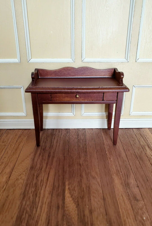 Dollhouse Miniature Writing Desk with Drawer Walnut Finish 1:12 Scale Furniture