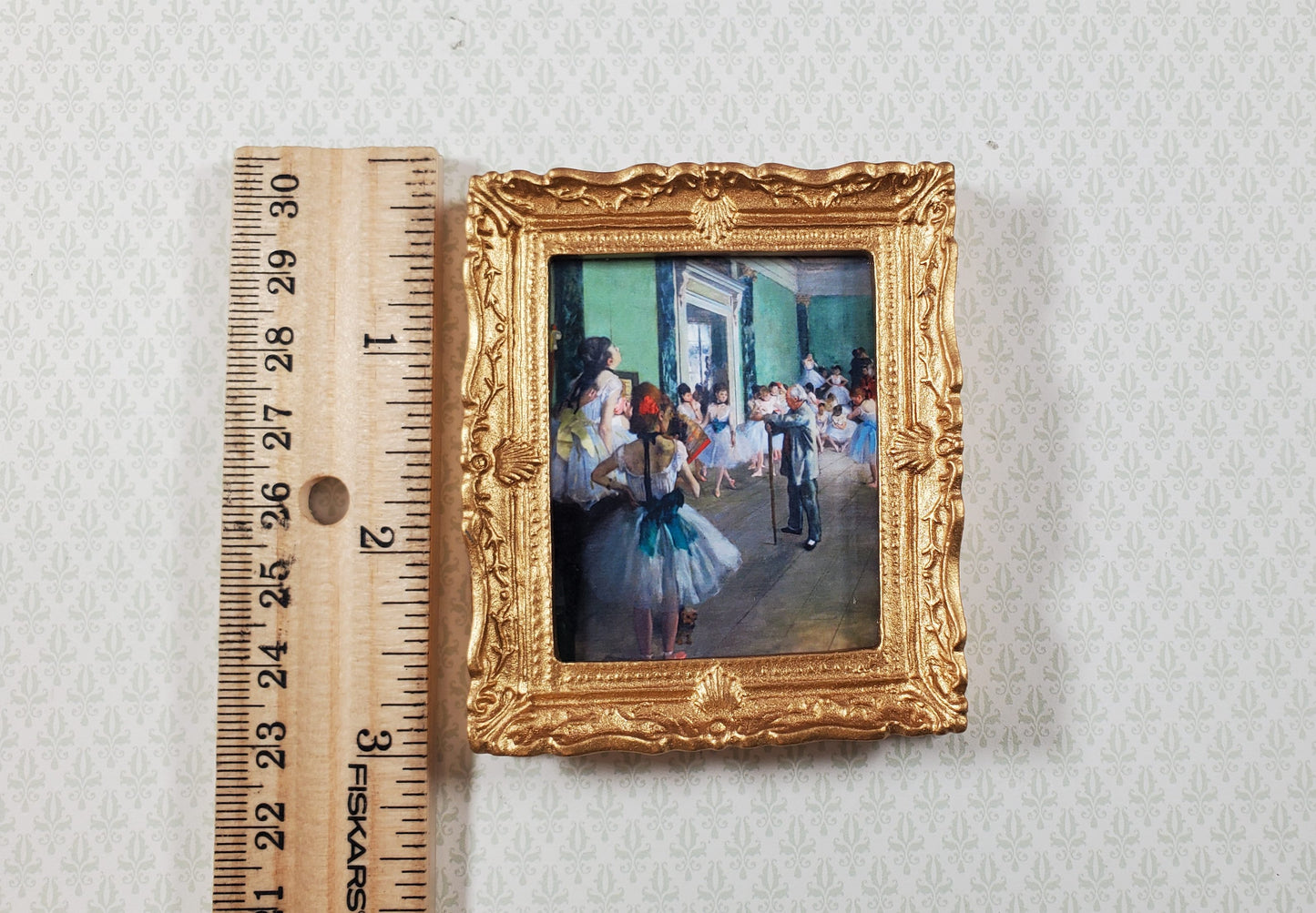 Dollhouse Miniature Degas The Dance Class Framed Print 1:12 Scale Large Gold Frame Handmade