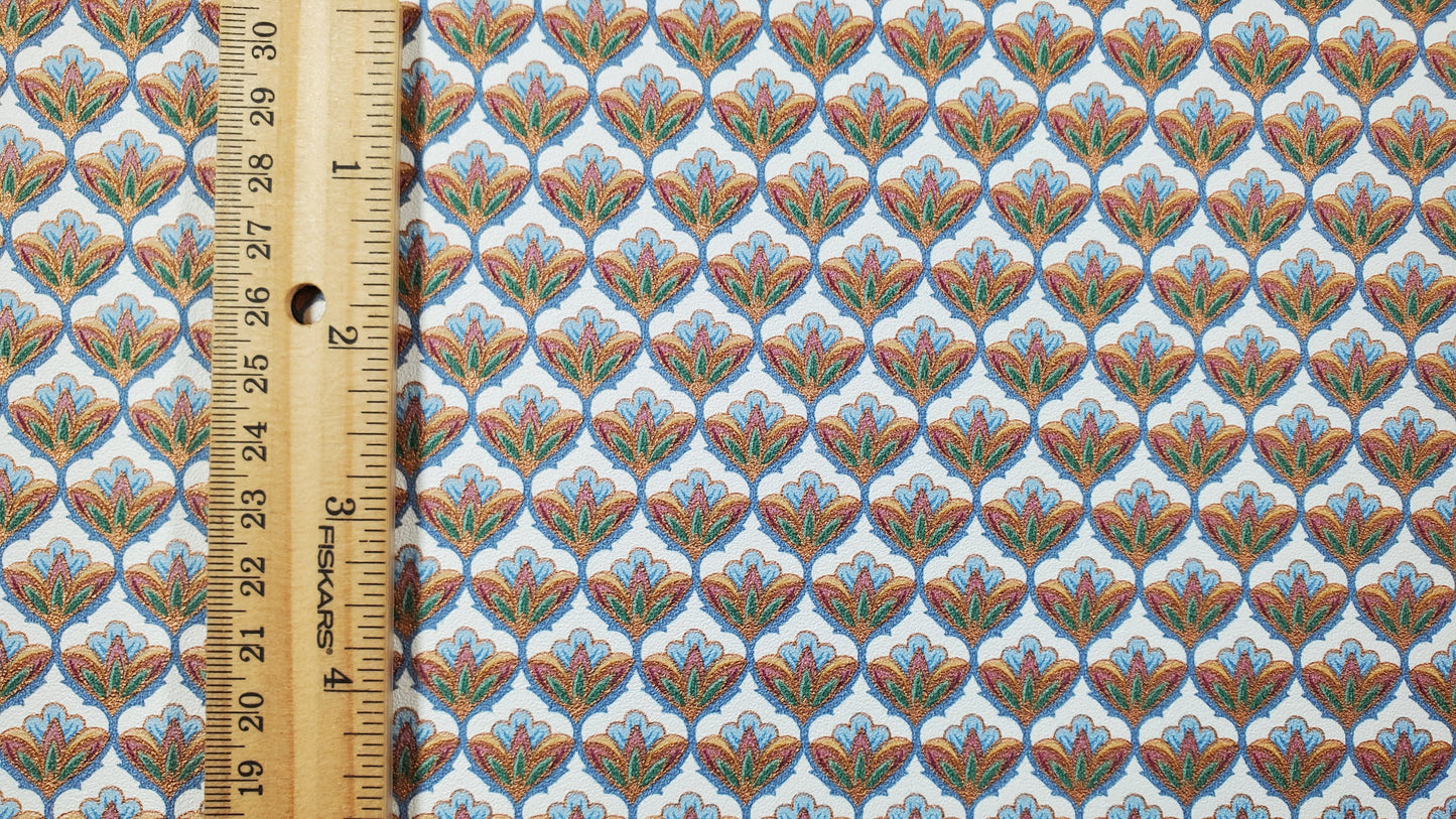 Dollhouse Wallpaper Art Nouveau 3 Sheets White Green Gold 1:12 Scale