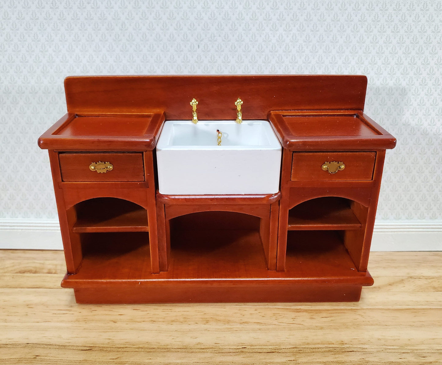 Dollhouse Kitchen Sink Cabinet with Drawers 1:12 Scale Miniature Wood Furniture