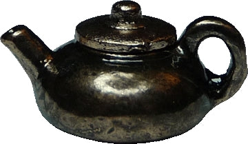 Dollhouse HALF SCALE Round Teapot Dark Silver Metal 1:24 Scale