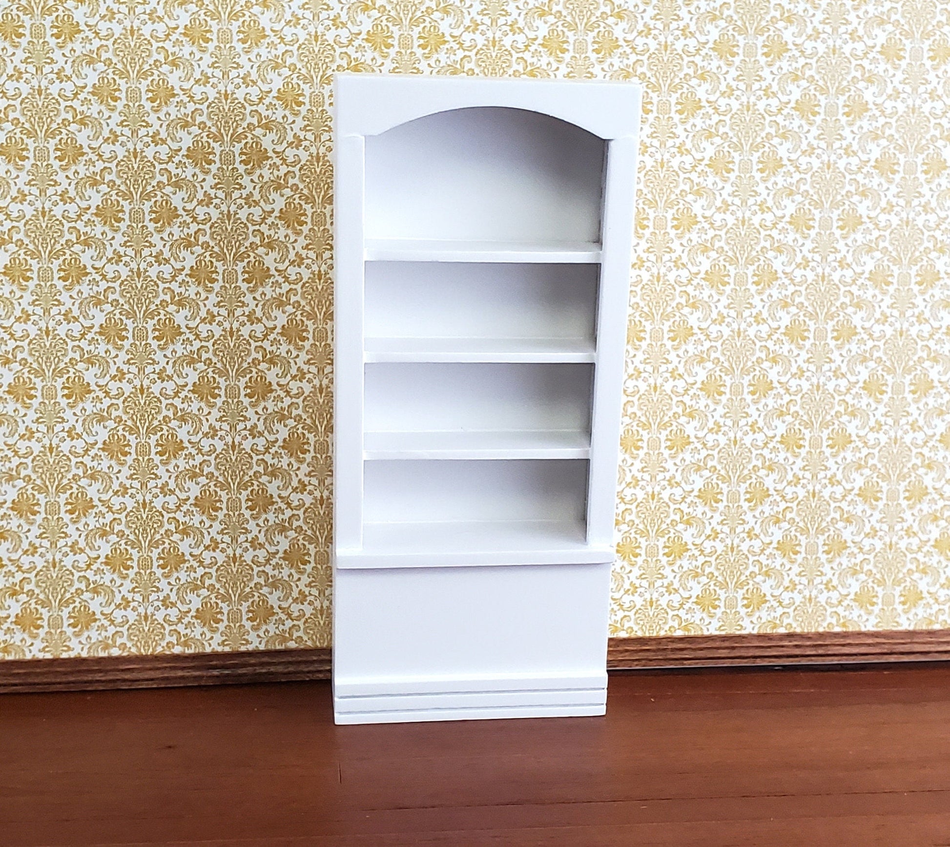 Dollhouse Miniature Bookshelf Tall 4 Shelves White Finish 1:12 Scale Furniture Bookcase