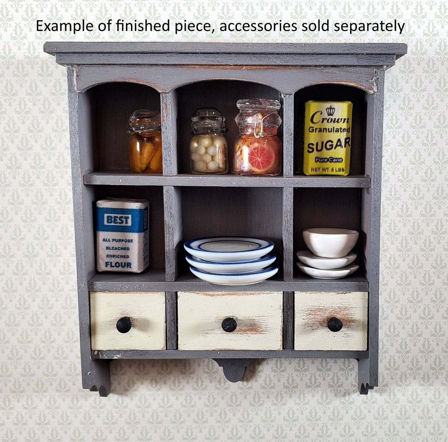 Dollhouse Hanging Kitchen Shelf KIT DIY 3 Working Drawers 1:12 Scale Miniature