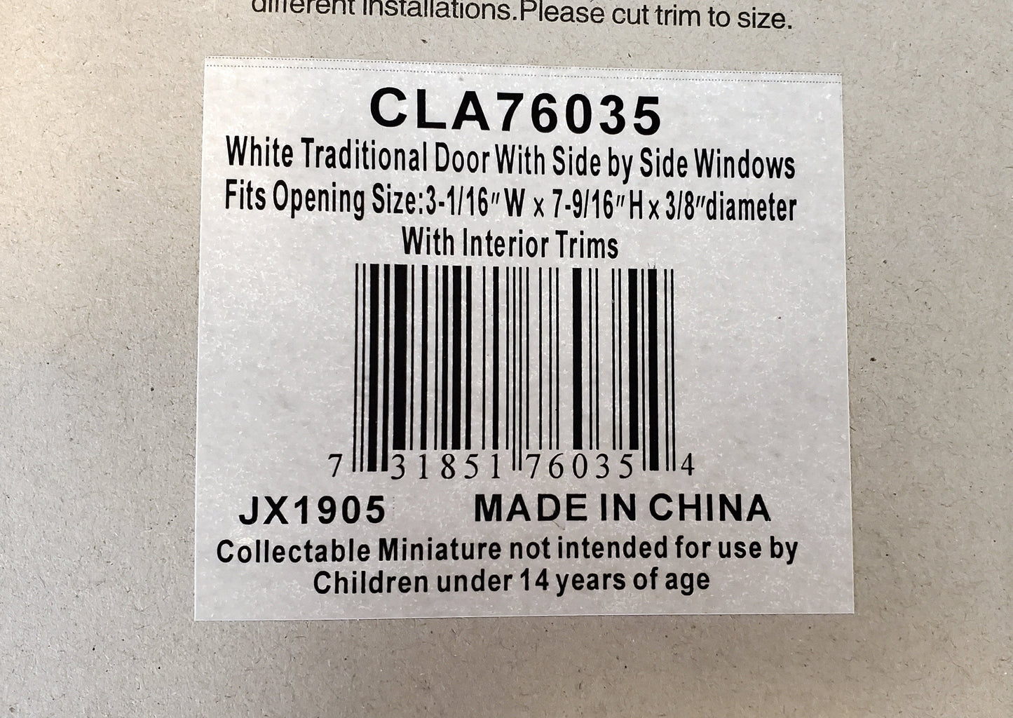 Dollhouse Door Exterior Front Door with Windows Finished White 1:12 Scale Miniature