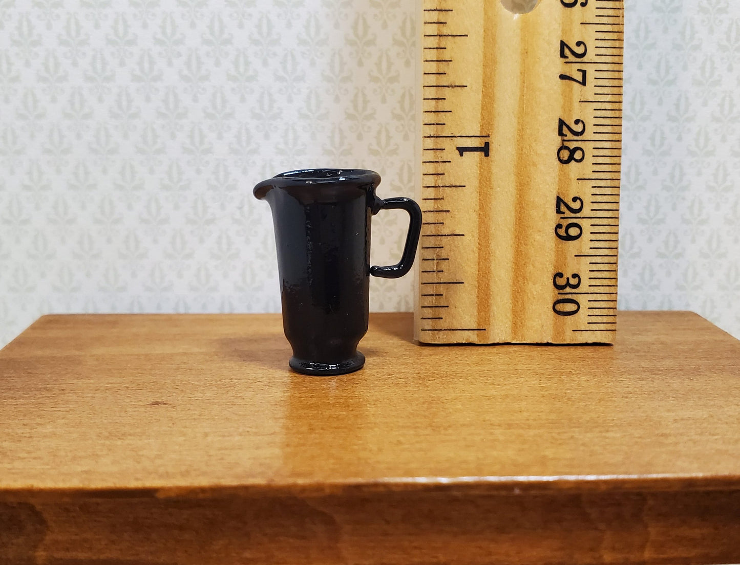 Dollhouse Black Pitcher with Handle 1:12 Scale Miniature Kitchen Halloween Decor
