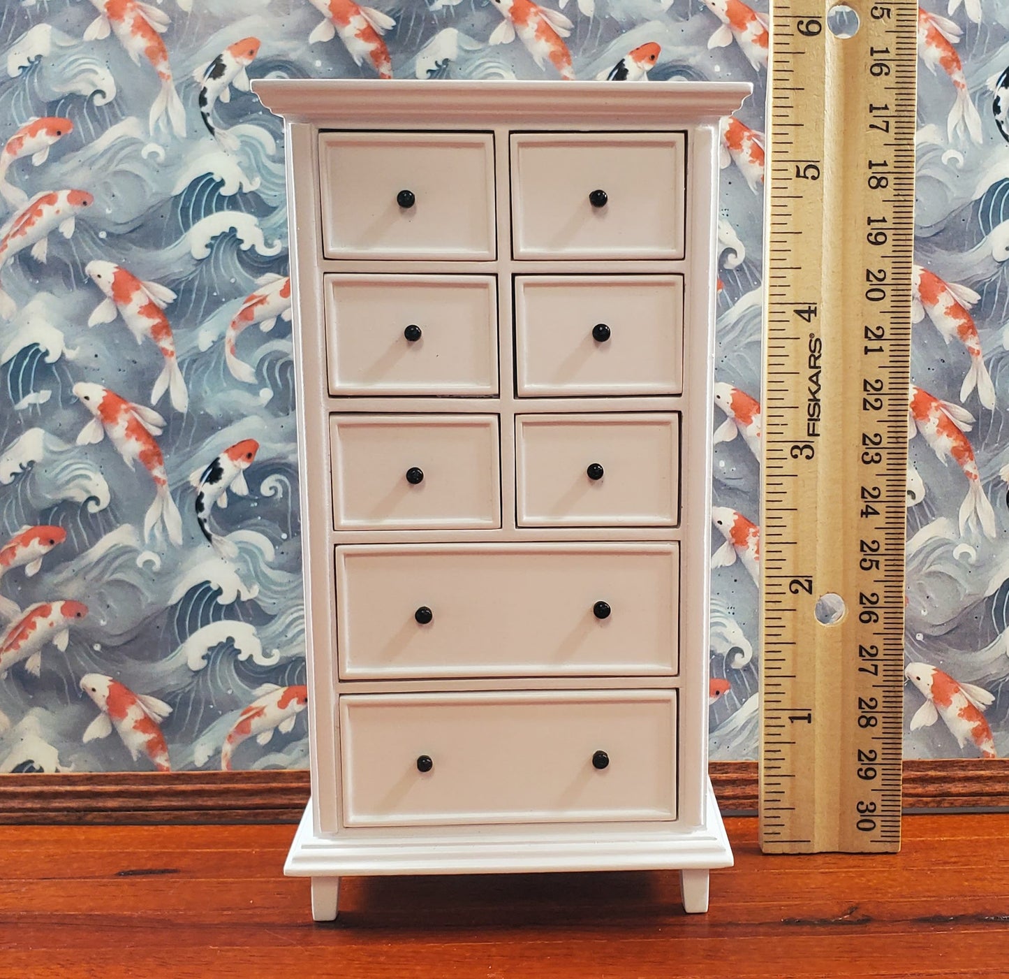 JBM Dollhouse Tall Dresser Country Style White Finish 1:12 Scale Furniture