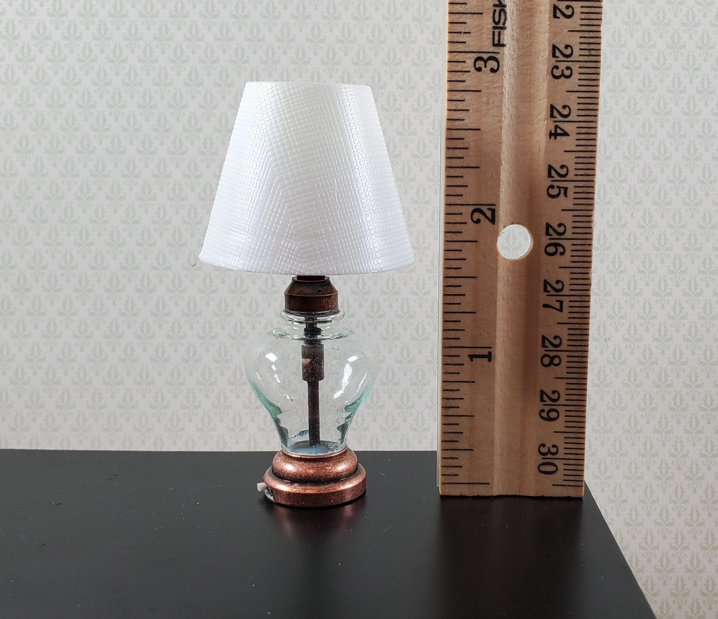 Dollhouse Modern Table Lamp Battery Operated Bronze 1:6 Scale Houseworks 2382