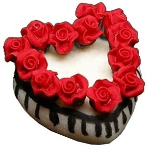 Dollhouse Rose Decorated Heart Cake 1:12 Scale Miniature Dessert Food