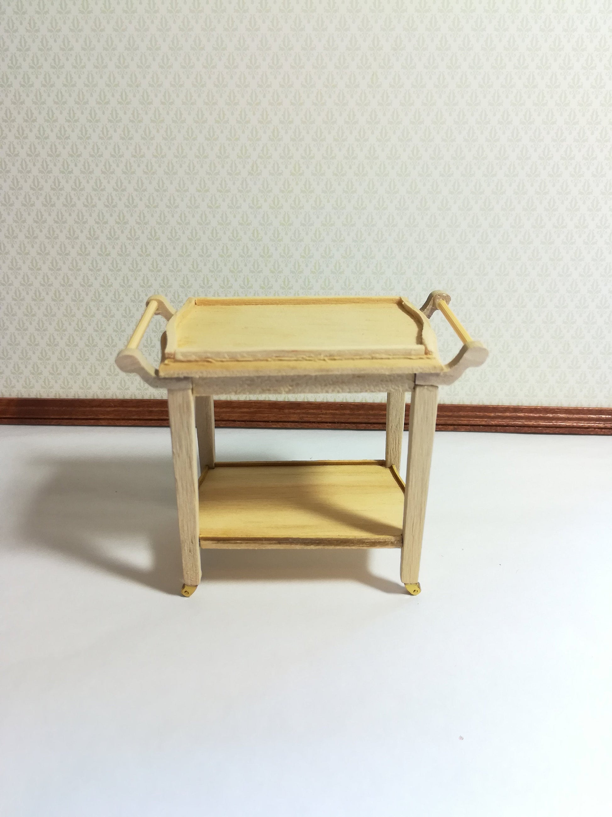 Dollhouse Tea Beverage Serving Cart or Trolley Two Tiered 1:12 Scale Unpainted