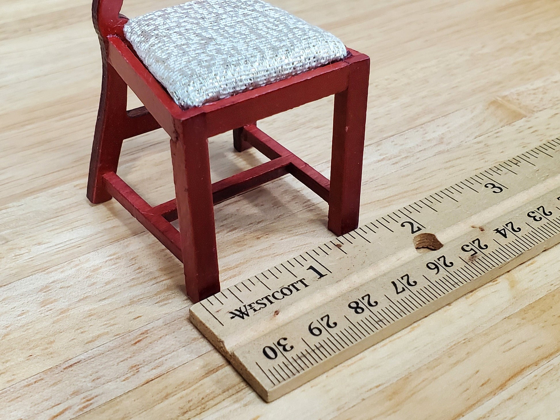 Dollhouse Dining Chair Wood with Mahogany Finish 1:12 Scale Miniature Furniture