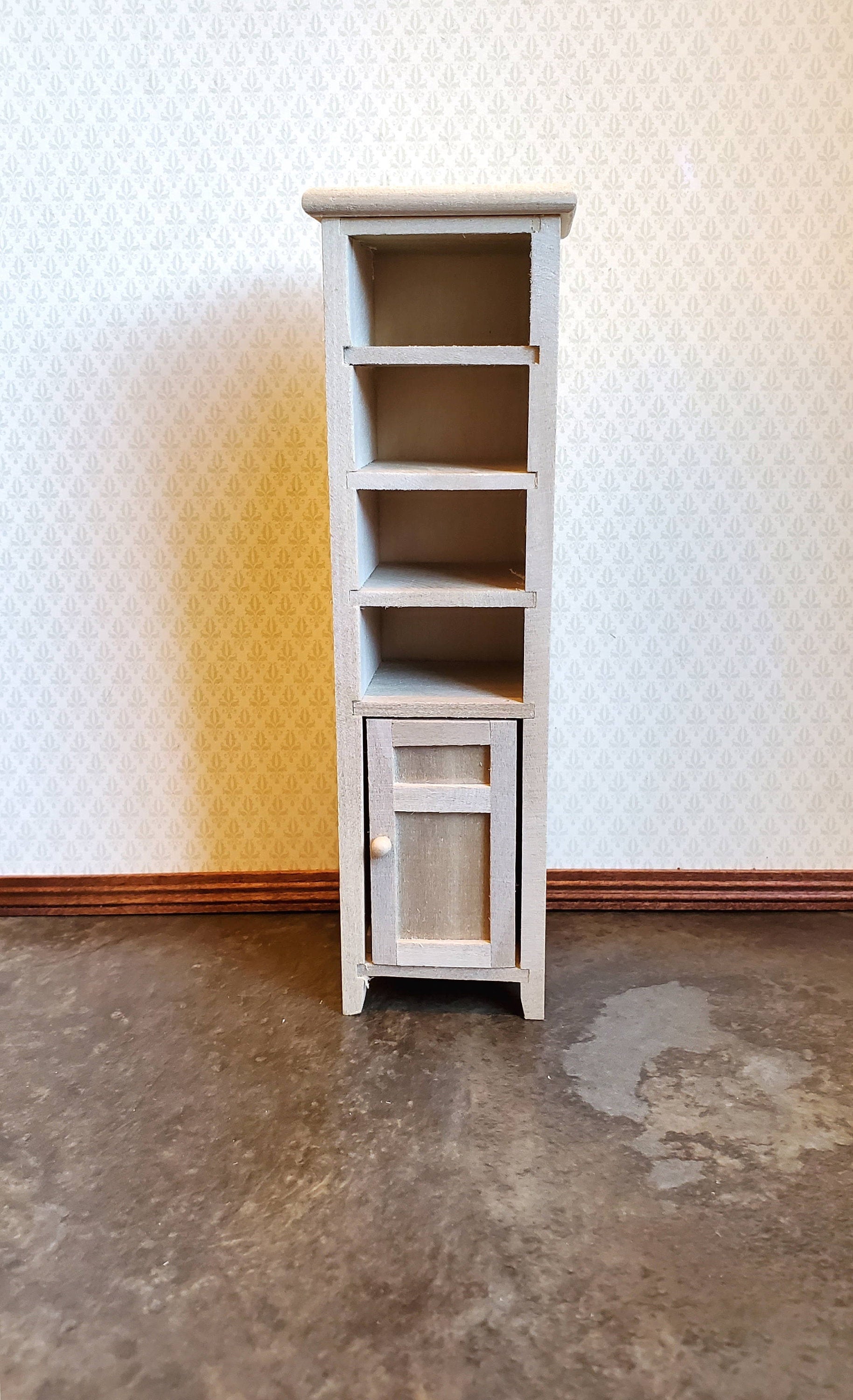 Dollhouse Miniature Cabinet for Bathroom Unpainted Wood 1:12 Scale Furniture