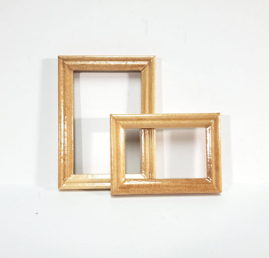 Dollhouse Picture Frames Set of 2 Sizes Wood Light Oak Finish 1:12 Scale Miniatures