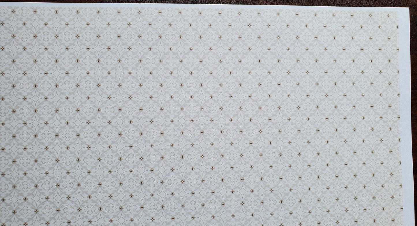 Dollhouse Wallpaper Brodnax "Gathering" Beige Cream Neutral 1:12 Scale Miniature