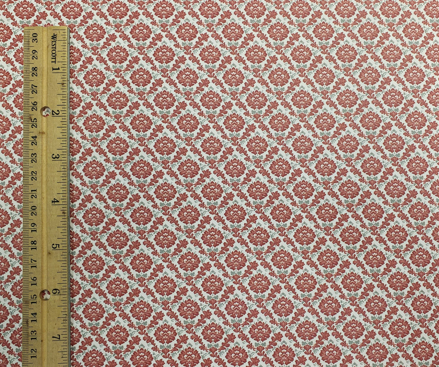 Dollhouse Wallpaper Red Coral Damask 1:12 Scale by MiniatureCrush