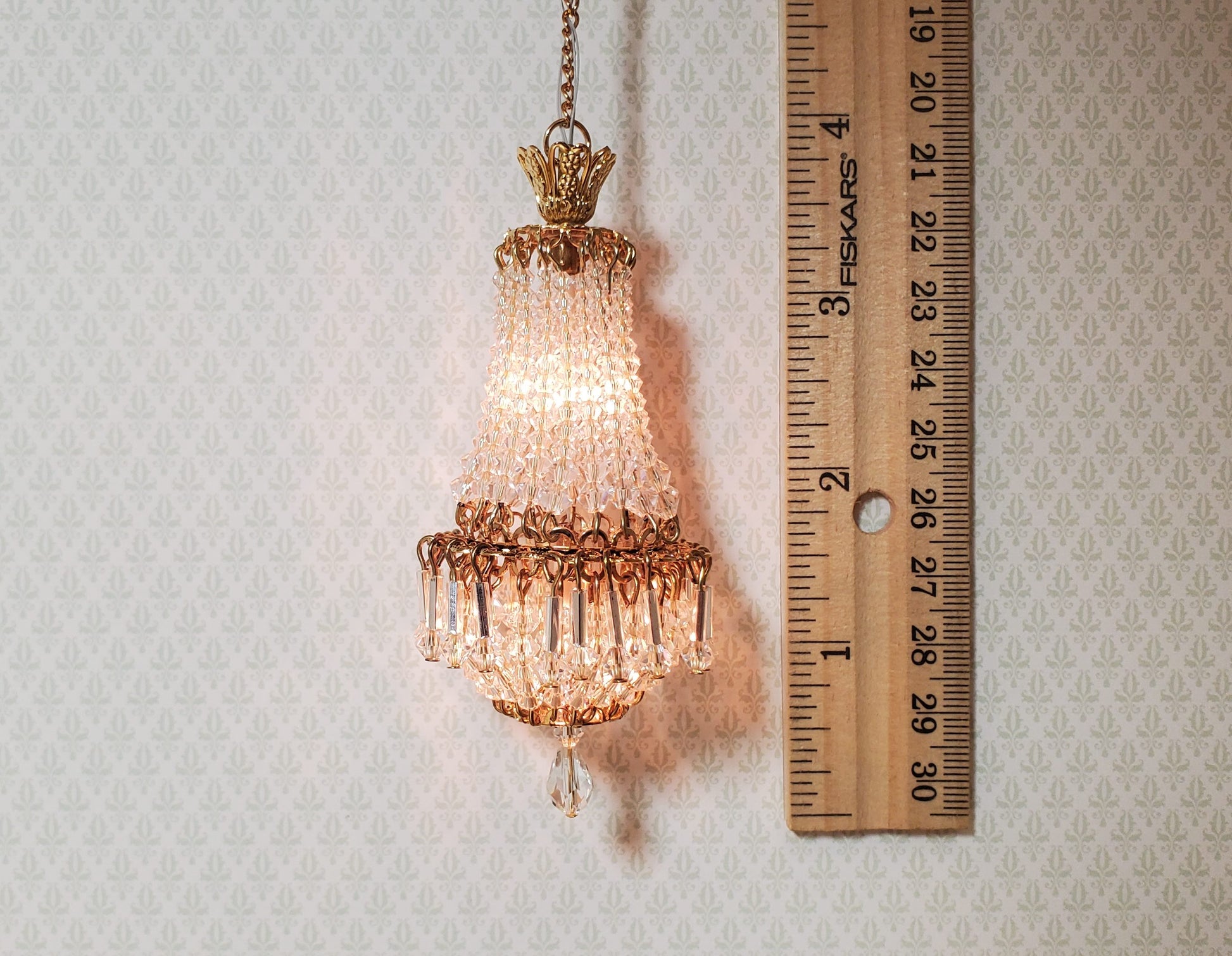 Dollhouse Crystal Chandelier "Chloe Petite" Real Glass 12 Volt 1:12 Scale