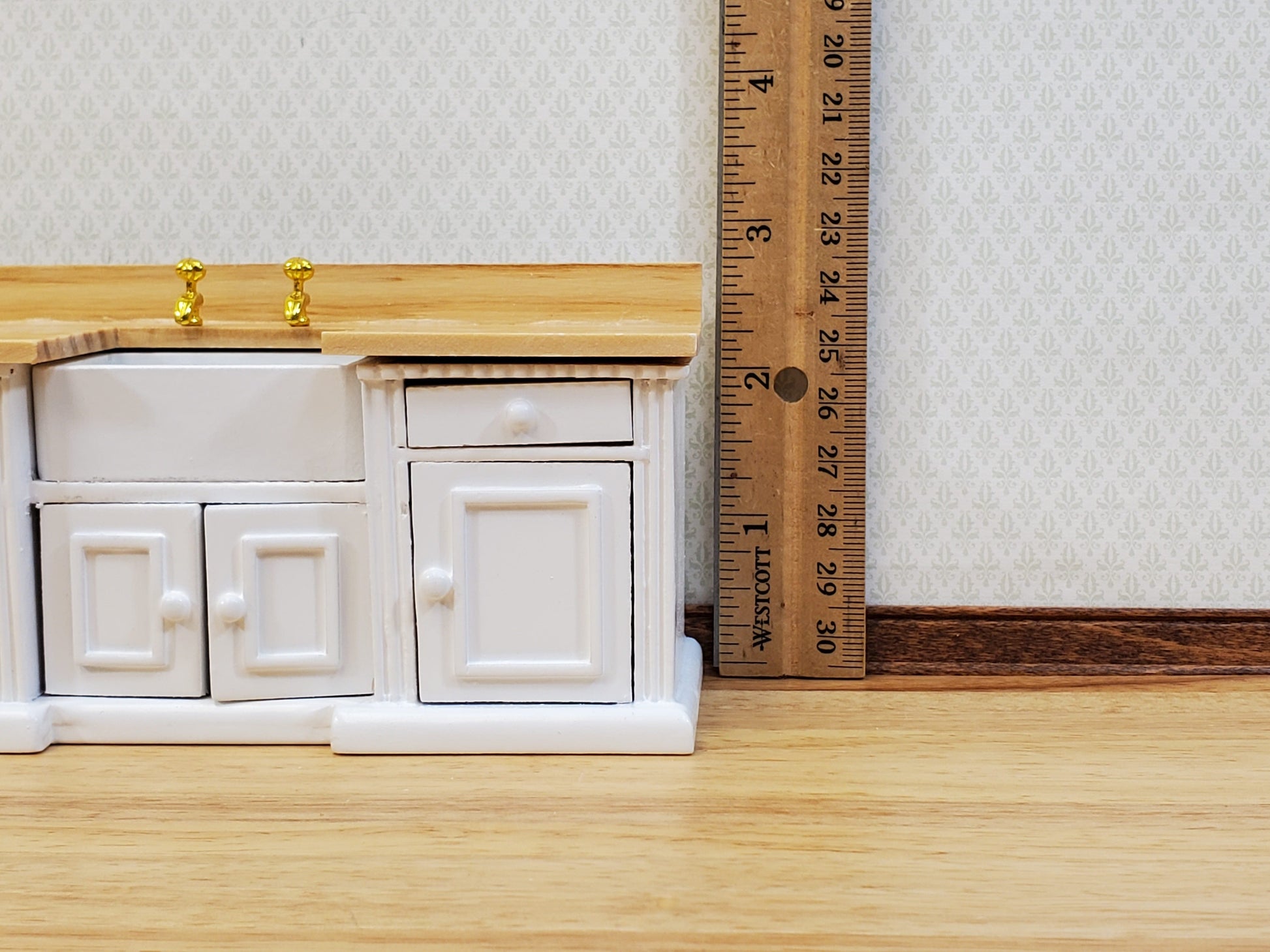 Dollhouse Kitchen Sink Cabinet 1:12 Scale Miniature in White Farmhouse Style