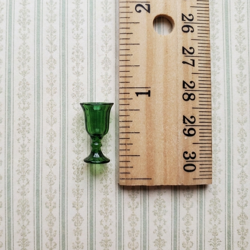 Dollhouse Fancy Green Water or Wine Glass 1:12 Scale Miniature