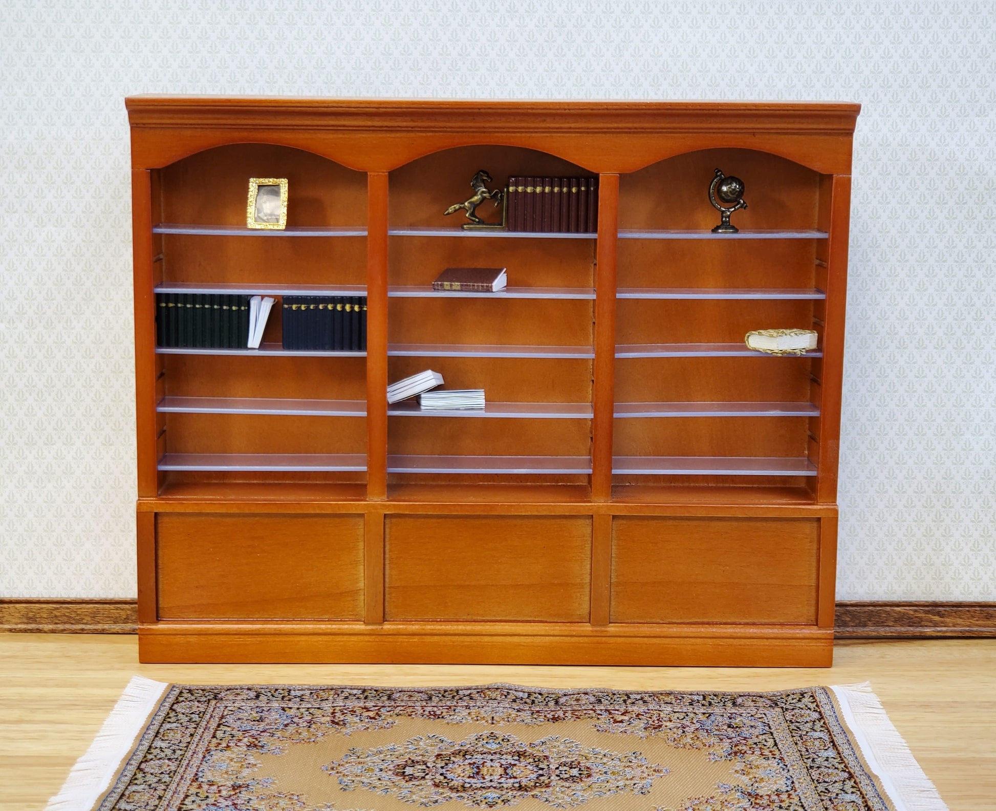 Dollhouse Library Bookcase or Shop Shelves 3 Bay 9 Adjustable Shelves 1:12 Scale Furniture