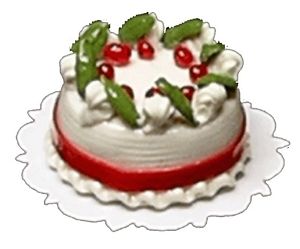 Dollhouse Holly and Berry Christmas Cake 1:12 Scale Miniature Dessert Food