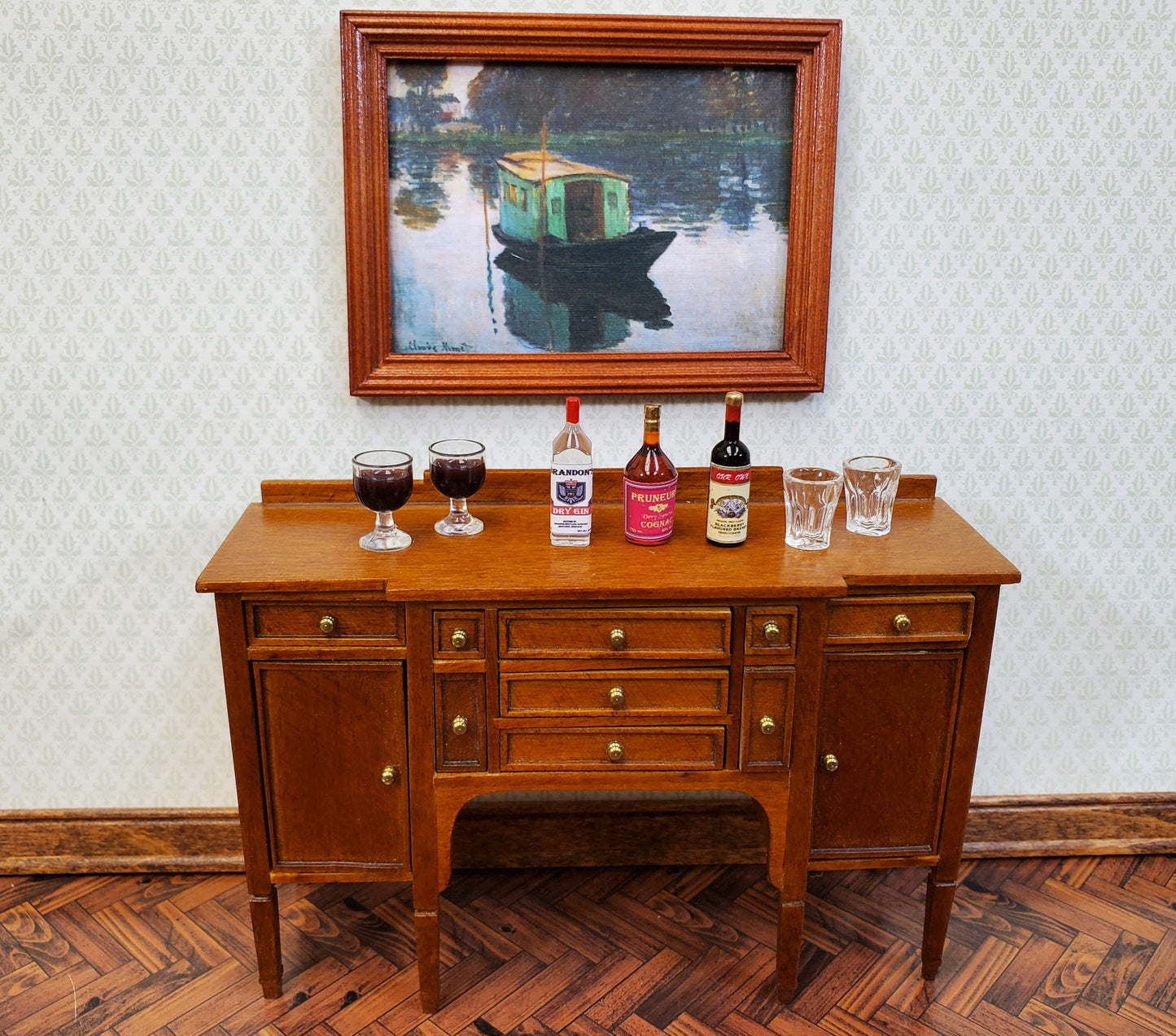 Dollhouse Drinks Gin Cognac Brandy Bottles Tiny 1:12 Scale Drinks Booze