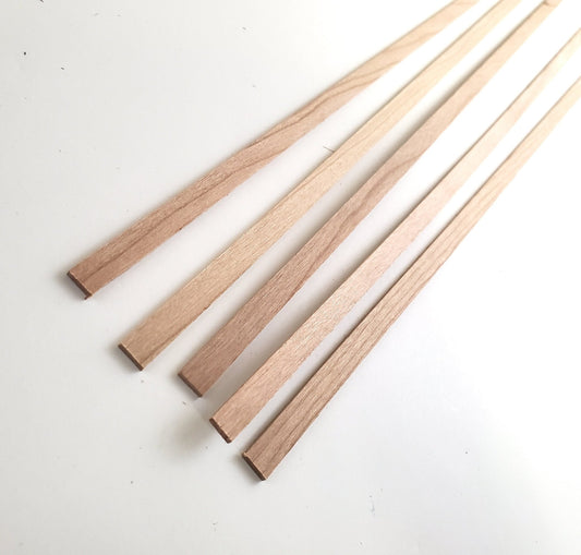 Cherry Wood Strips 5 Pieces 1/16" x 1/4" x 18" Long Crafts Models Miniatures - Miniature Crush