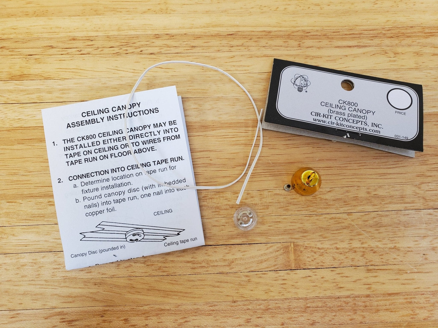 Cir-Kit Ceiling Canopy Adaptor for Lights Chandeliers 1:12 Scale Dollhouse for Tape Wire Set-ups - Miniature Crush