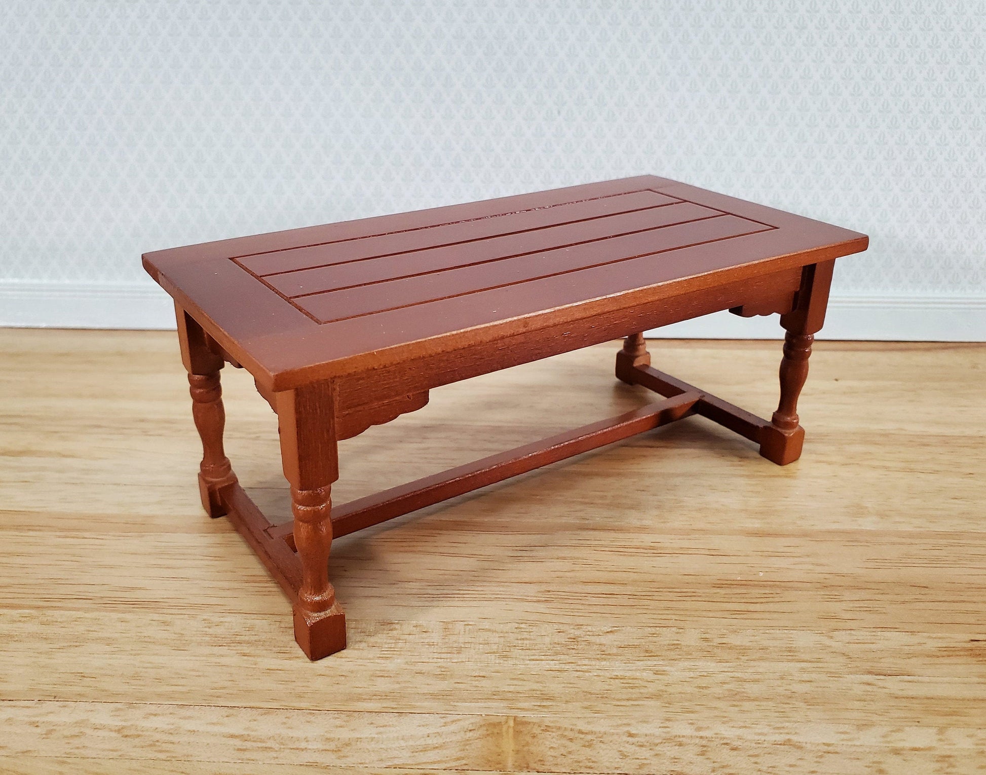 Dollhouse Kitchen or Prep Table Large Wood Medium Finish 1:12 Scale Miniature Furniture