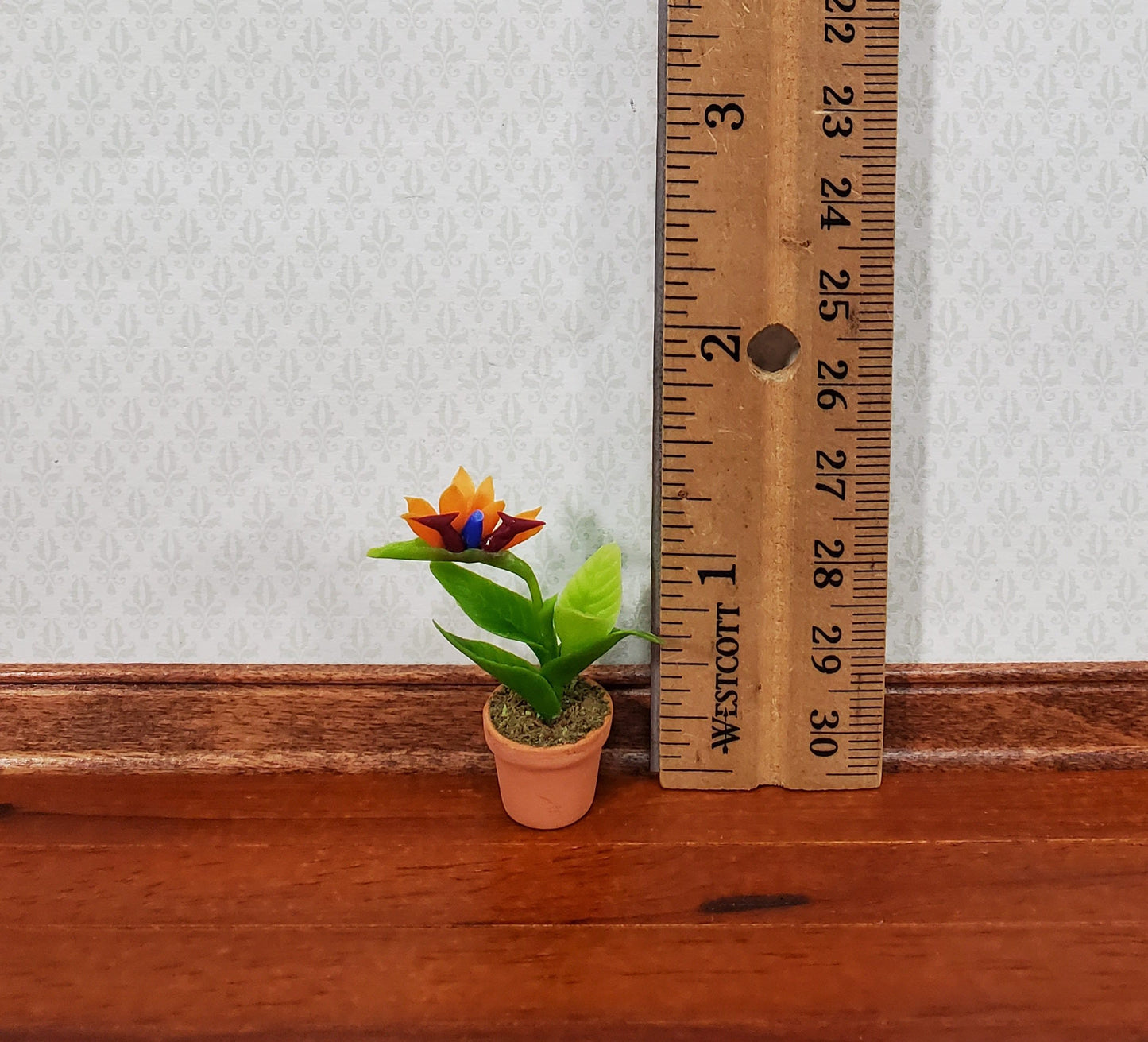 Dollhouse Potted Plant Bird of Paradise Flowers Houseplant 1:12 Scale Miniature