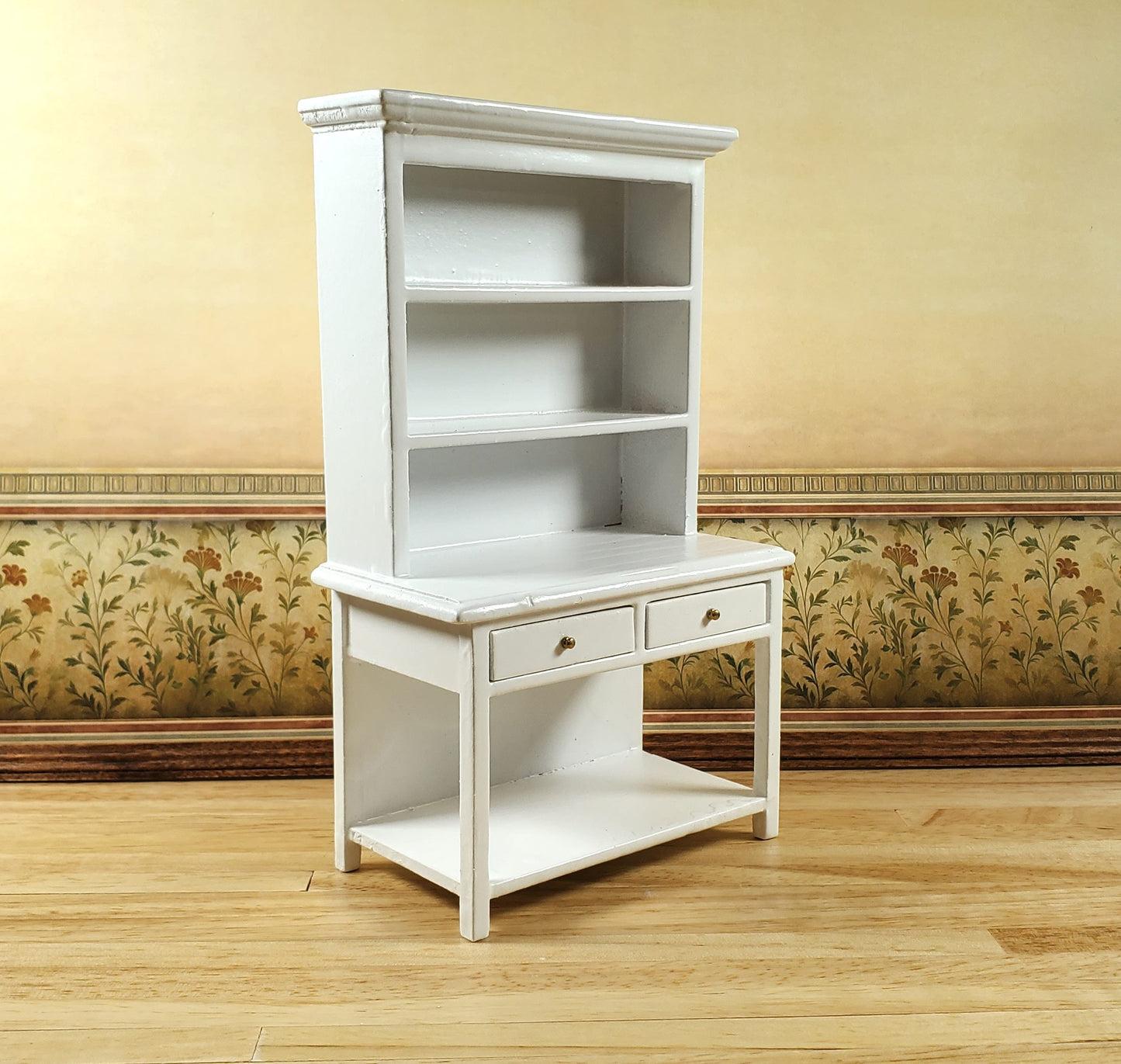 Dollhouse Kitchen Hutch Cabinet Shelf All White 1:12 Scale Miniature Furniture