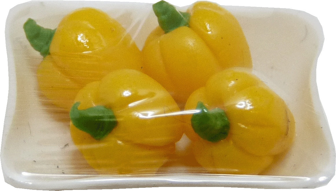 Dollhouse Yellow Bell Peppers Wrapped 1:12 Scale Miniature Food Kitchen Grocery