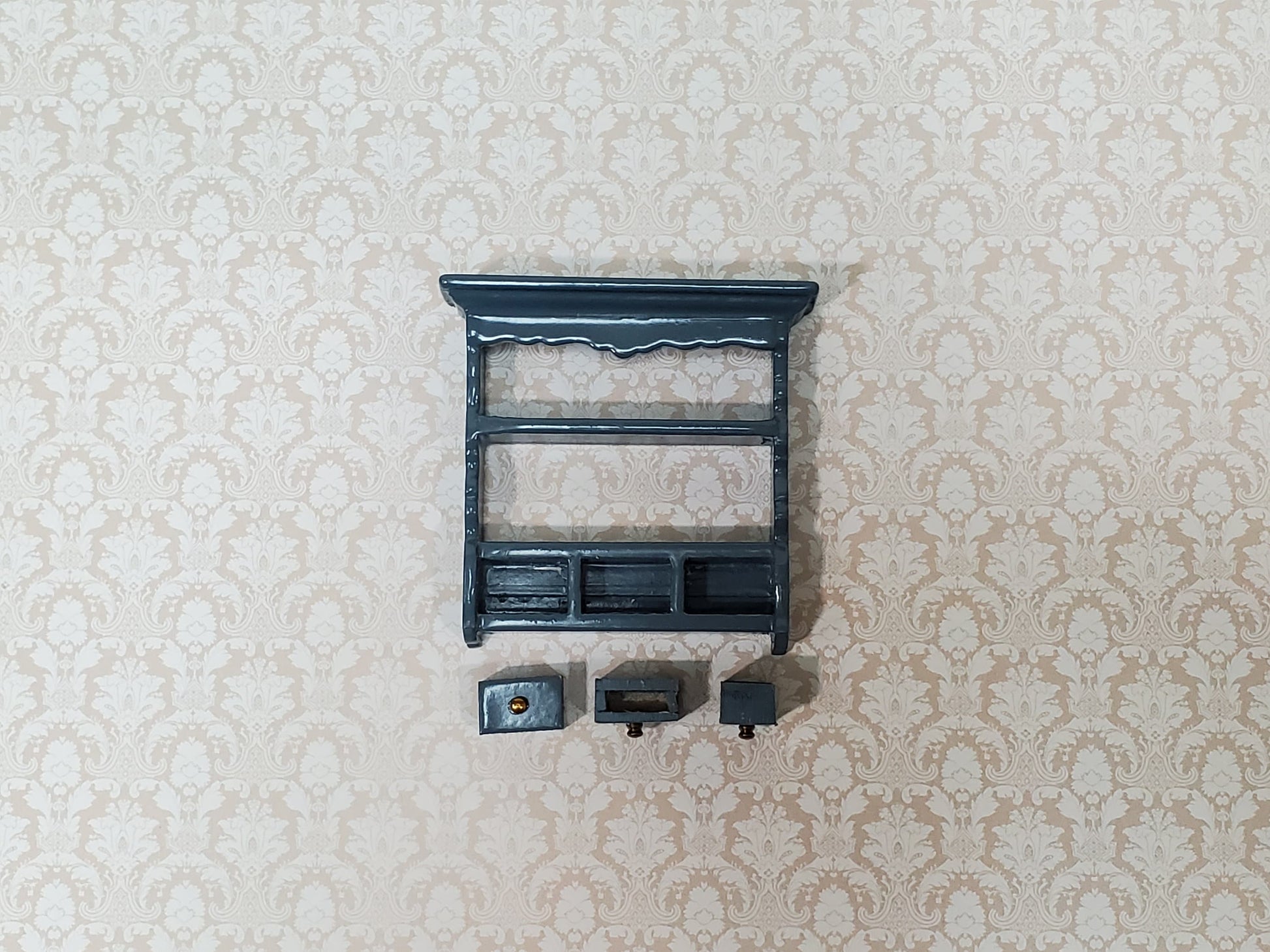 Dollhouse Spice Rack Small Wall Shelf with Drawers BLUE 1:12 Scale Miniature