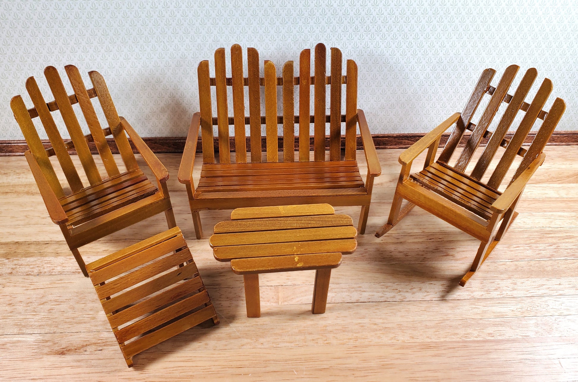 Dollhouse Adirondack Set Chair Rocker Table ++ 1:12 Scale Miniature Furniture