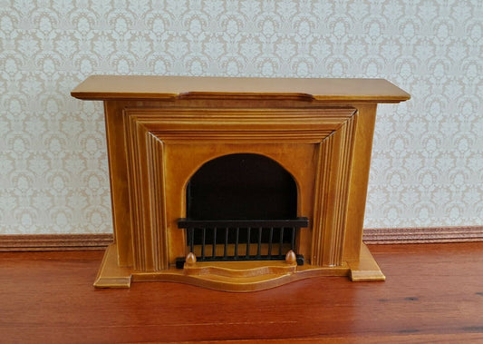 Dollhouse Miniature Fireplace Large Walnut Finish 1:12 Scale Furniture