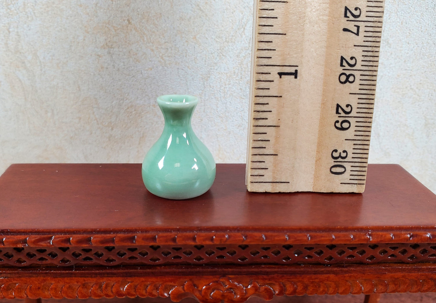 Dollhouse Small Light Green Ceramic Vase or Jar 1:12 Scale Miniature