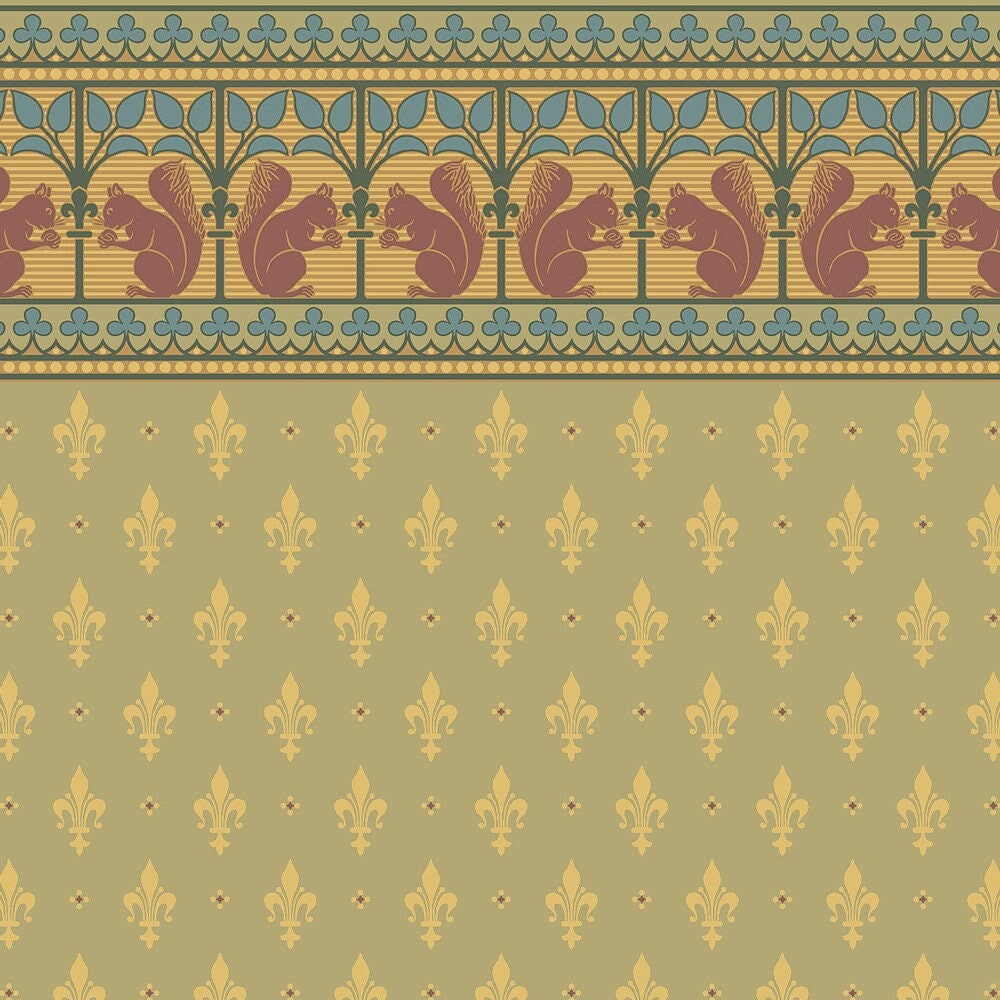 Dollhouse Wallpaper Gothic Squirrel Frieze Bradbury & Bradbury 1:12 Scale